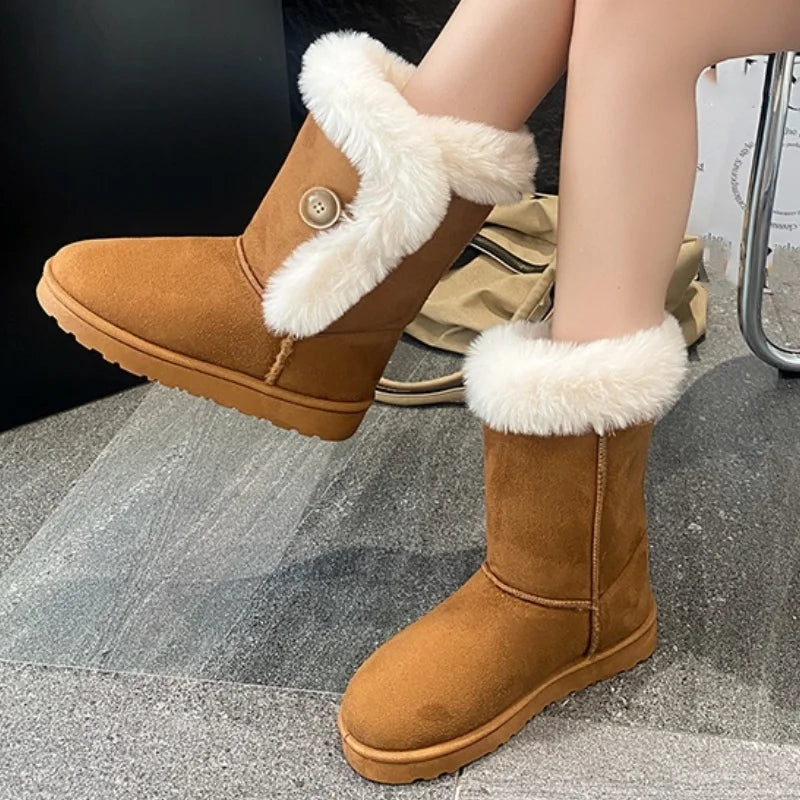 Winter New Round Toe Comfortable and Casual Snow Boots Fashionable Shallow Mouth Sexy and Lightweight Midsole Boots for Women