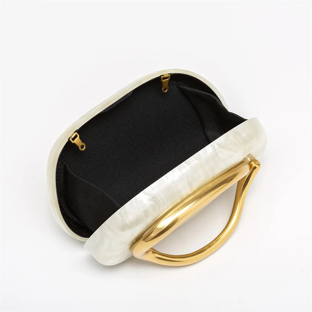 Women Big Brass Metal Name Acrylic Box Clutch Evening Bags Bridal Wedding Purses And Handbags Beach Gift Luxury Designer Purse