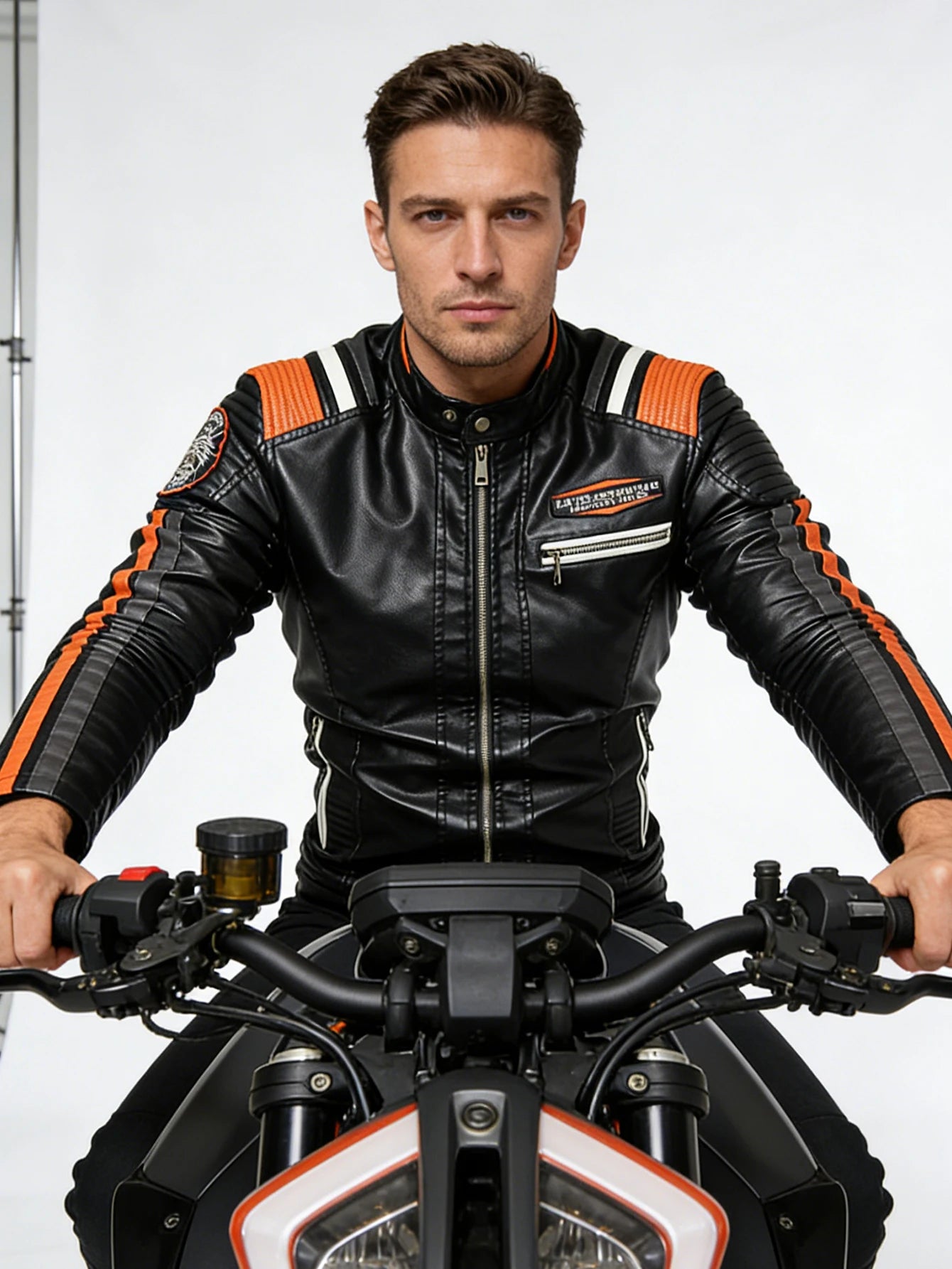 Men's Faux Leather Jacket Motorcycle Jacket Waterproof Windproof PU Moto Vintage Bomber Winter Jacket Men