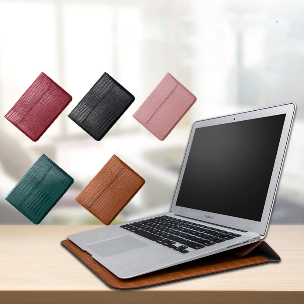 Engrave Name Crocodile Pattern Laptop Sleeve Bag Leather Luxury Waterproof Laptop Bag Fashion Notebook Computer Storage Bags