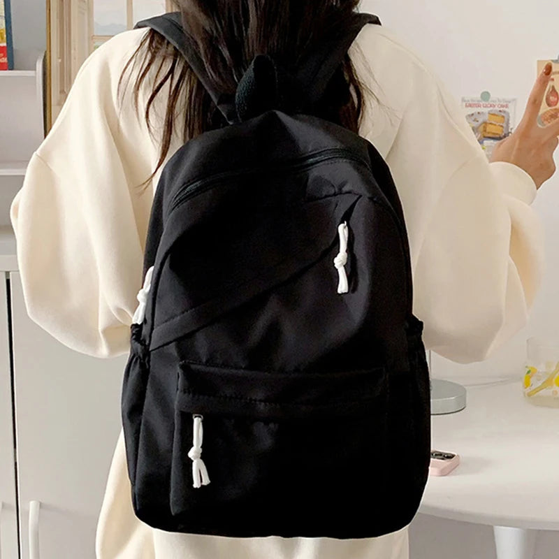 School Large Capcity Nylon Solid Color Backpack Handbag Pencil Case Casual Fashion Shoulder Bag For Women