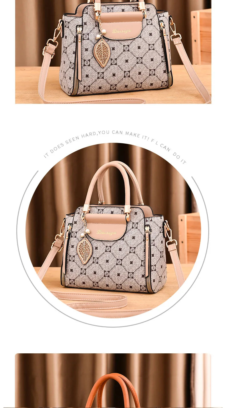 Fashionable Printed Women'S Handbag New High-Capacity Shoulder Bag Classic Retro Diagonal Cross Bag Urban Commuting Tote Bag