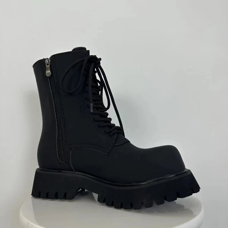 Black 2023 new style British style large toe short boots for men and women, thick-soled Chelsea boots, fashionable and comfortab