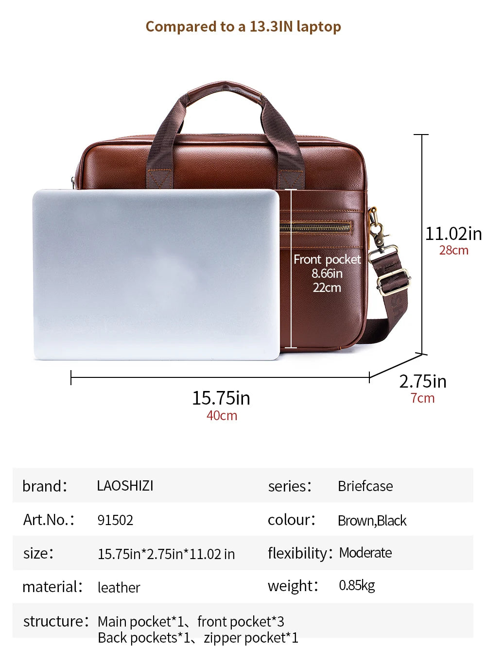 Hot Selling Men's Bags, Leather Handbags, Men's Top Layer Cowhide Briefcase, 15 Inch Computer File Bag