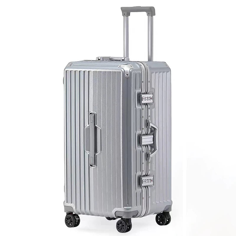 Five-wheeled Luggage 34 inch Thicken Aluminum Frame Suitcase USB Cup Holder Large Capacity TSA Lock Trolley Case Brake Wheel 24"