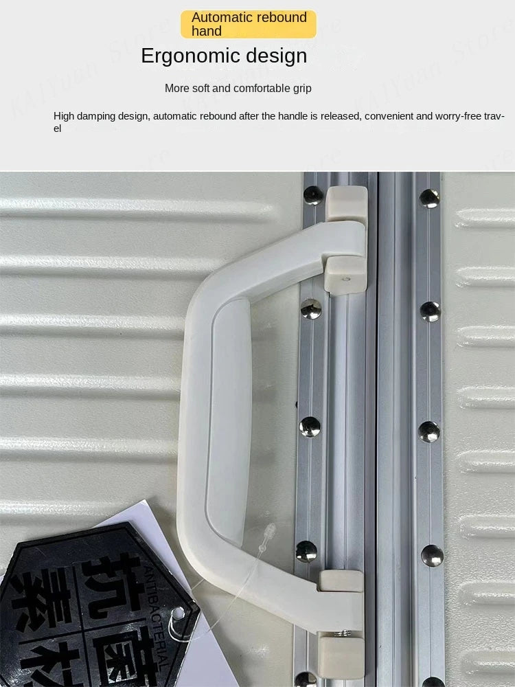 New Suitcase Aluminum Frame Rolling Luggage with Cup Holder Cabin Carrier PC Material Suitcase on Wheels Large Capacity