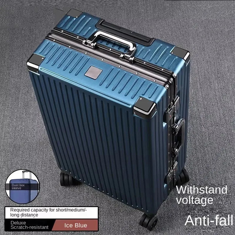 Aluminium Frame Suitcase Large-capacity Trolley Case Strong and Durable Password Cabin Bag Thickened PC suitcase 20/22/24/26/28