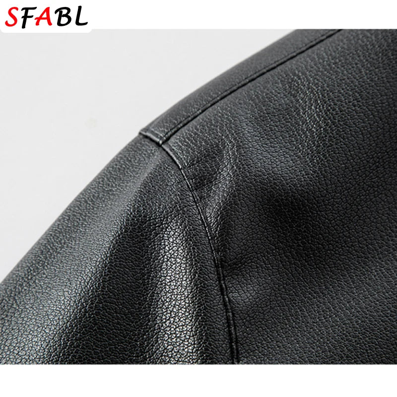 New Classic Motorcycle Men's Leather Jacket PU Leather Coat Men Windbreak Biker Leather Jacket Men Autumn Winter Outerwear 3XL