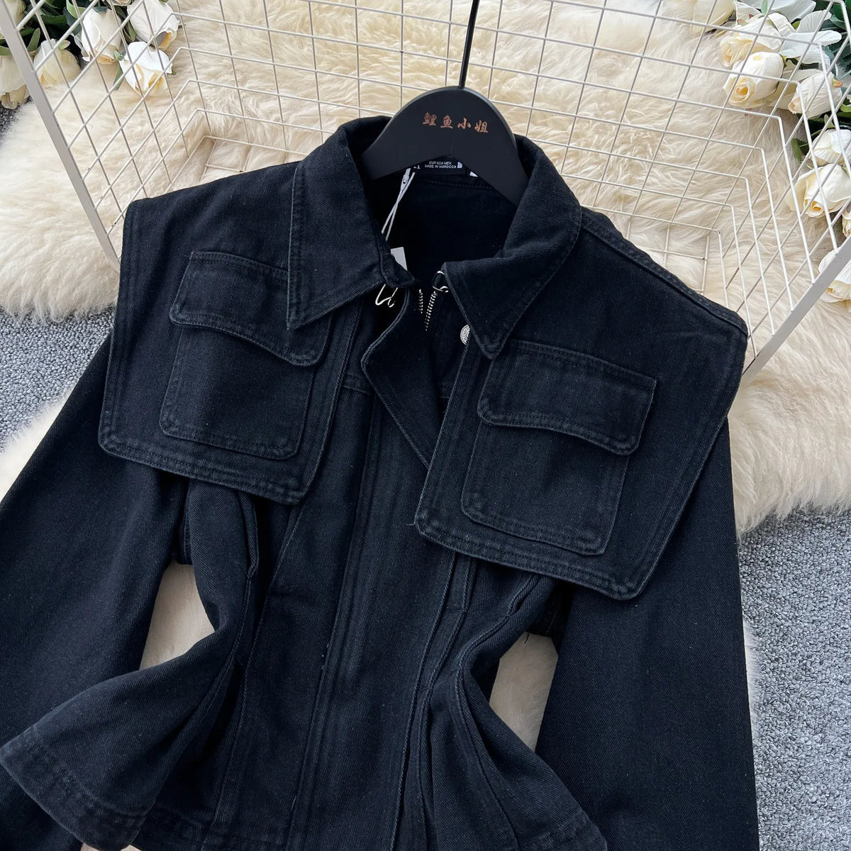 SINGREINY Fashion Senior Denim Jacket New French Classic Lapel Full Sleeves Slim Outwear Women Autumn Chic Elegant Workwear Coat