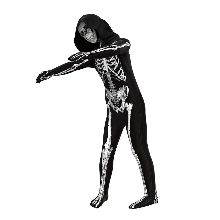 Halloween Costumes Ghost Skull Cosplay Jumpsuit for Kids Child Adults Scary Skeleton Bodysuit Halloween Mask Carnival Clothes