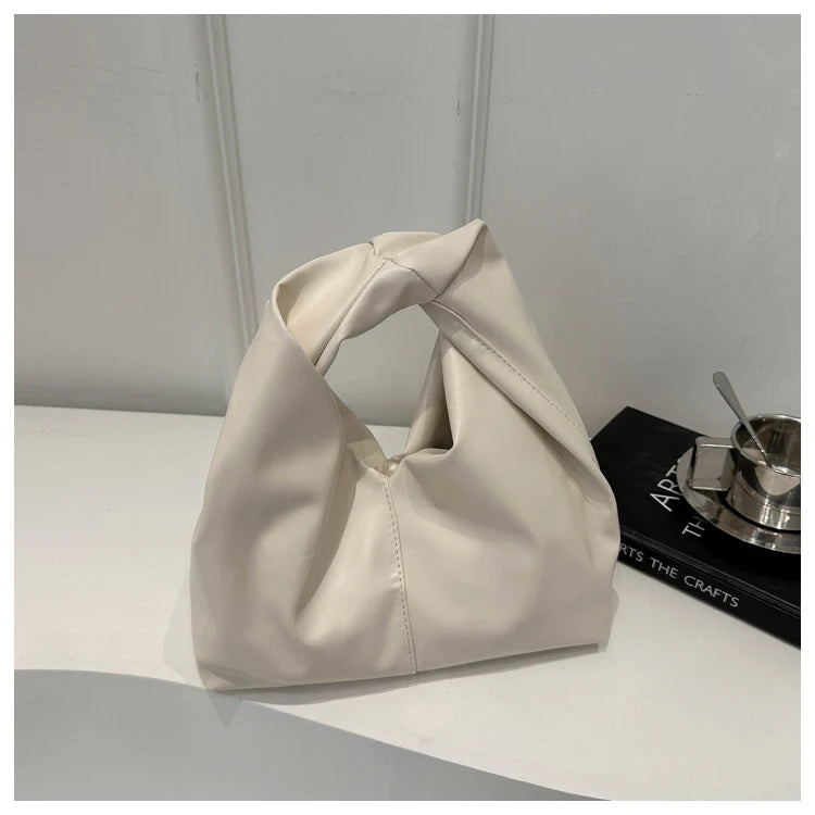 Elegant Folded Cloud Women's Handbag Trendy Minimalist PU Leather Tote Bag Soft Surface Magnetic Buckle Closure Casual Use