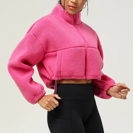 New Autumn Winter Lamb Wool Sports Casual Coat Thick Fleece Short Top Jacket Outdoor Running Coat for Men