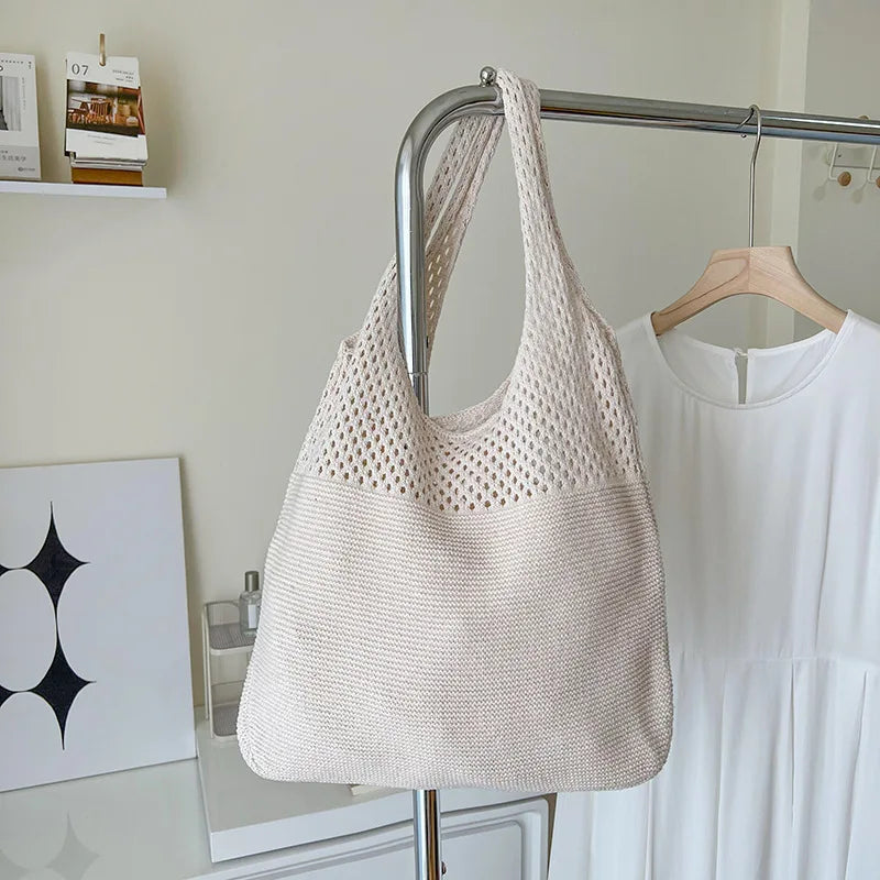 Large Capacity Shoulder Bags Fashion Women Hollow Woven Crochet Bag Knitting Handbags Eco Female Shopping Tote