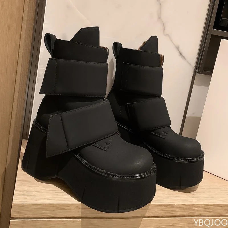 Fashionable versatile height increasing women's boots new spring autumn casual comfortable thick soled women's shoes