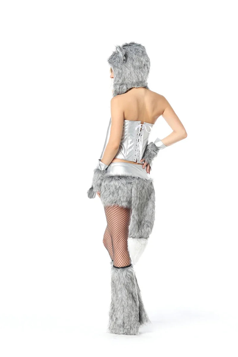 Halloween Women Bad Wolf Animal Costume Role Playing Party Cosplay Stage Clothing Sexy Furry Wolfs Woman Jumpsuit Uniforms