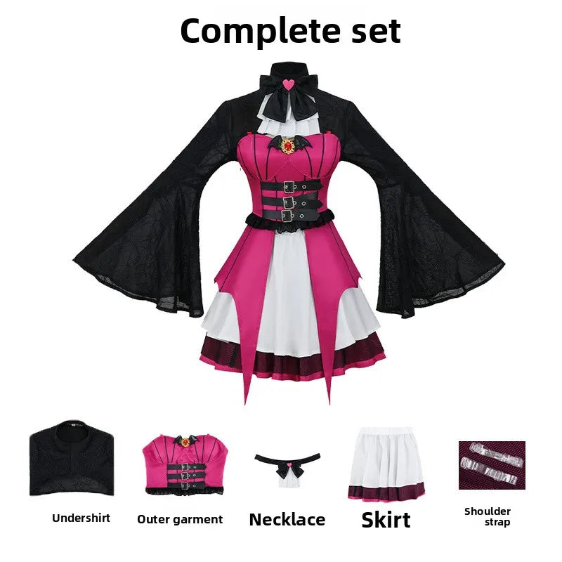 Vampire Draculaura Cosplay Anime Costume Gothic Style Dress Full Set Y2K Uniform Halloween Carnival Party Role Play Outfits