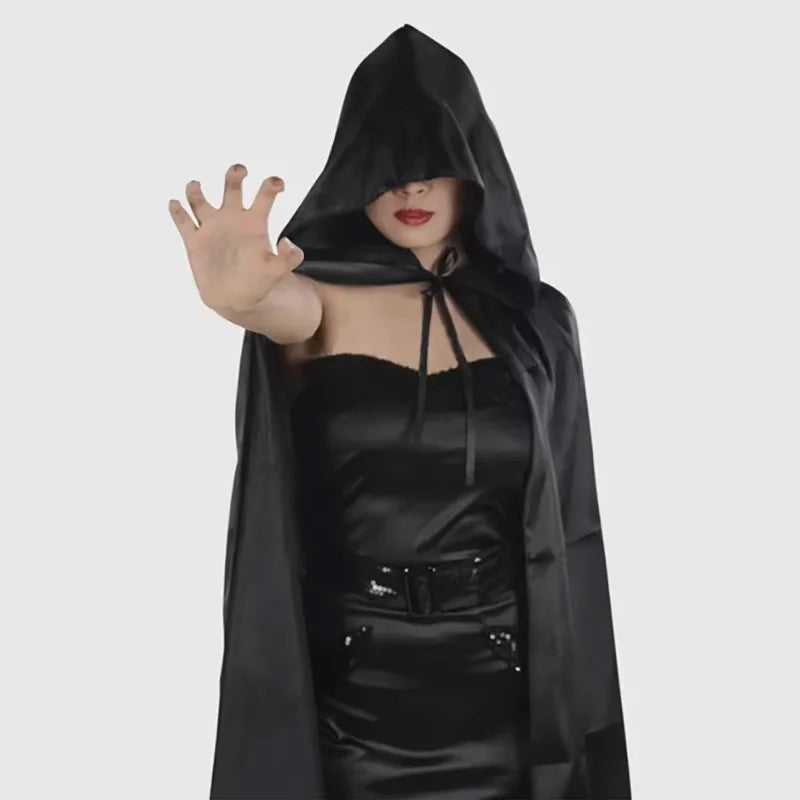 1PC Black Hooded Cloak Set Multiple Styles Halloween Cosplay Cape For Adults & Kids   Halloween Party Supplies
