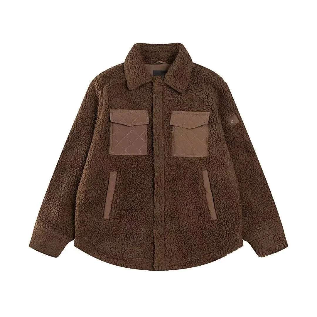 2025 Autumn/Winter New Women's Versatile Minimalist Fashion Warm Lamb Fleece Long Sleeve Coat