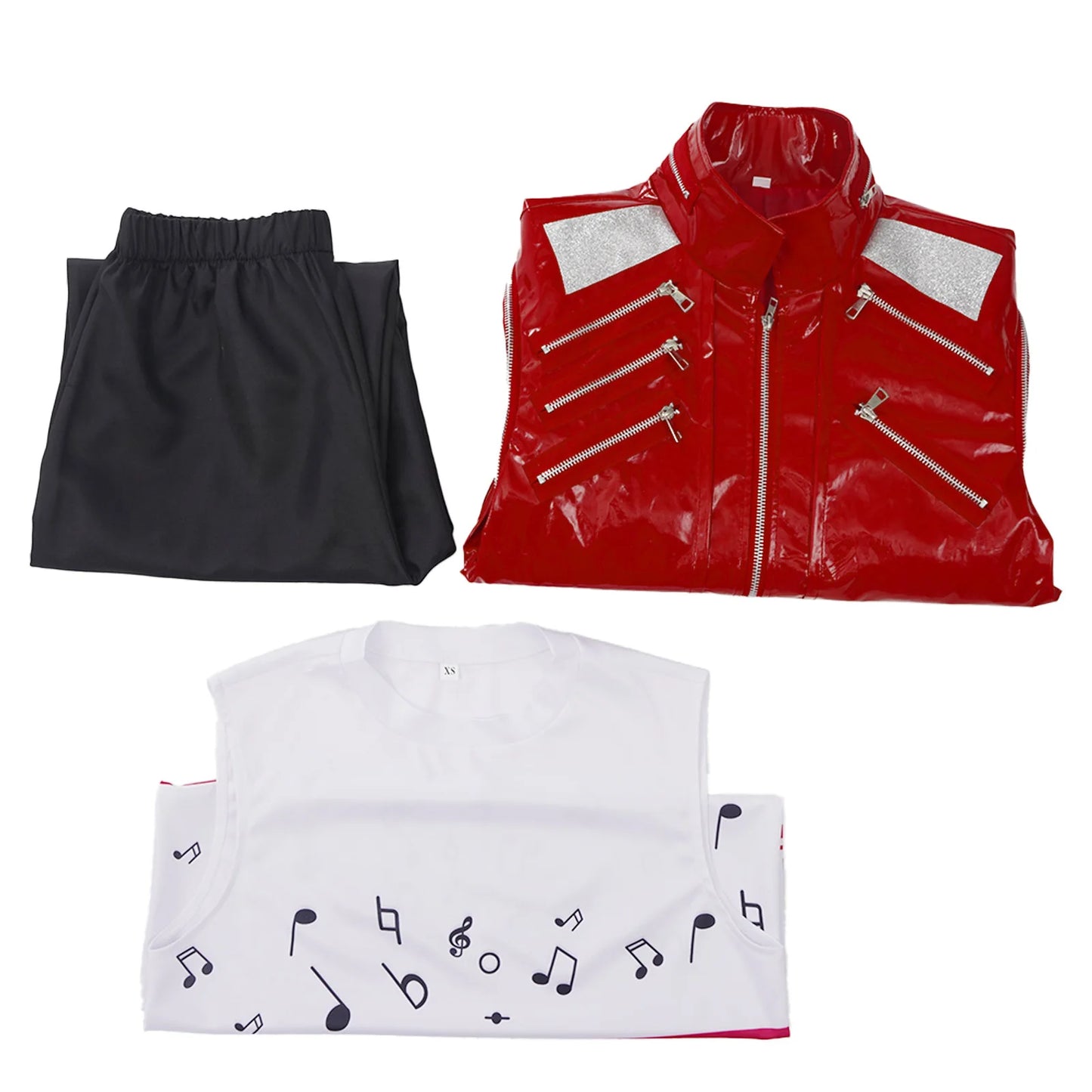 Red Zipper Michael Jackson MJ Beat It Jacket for Impersonators PU Leather Punk Casual Coat Halloween Stage Christmas Outwear