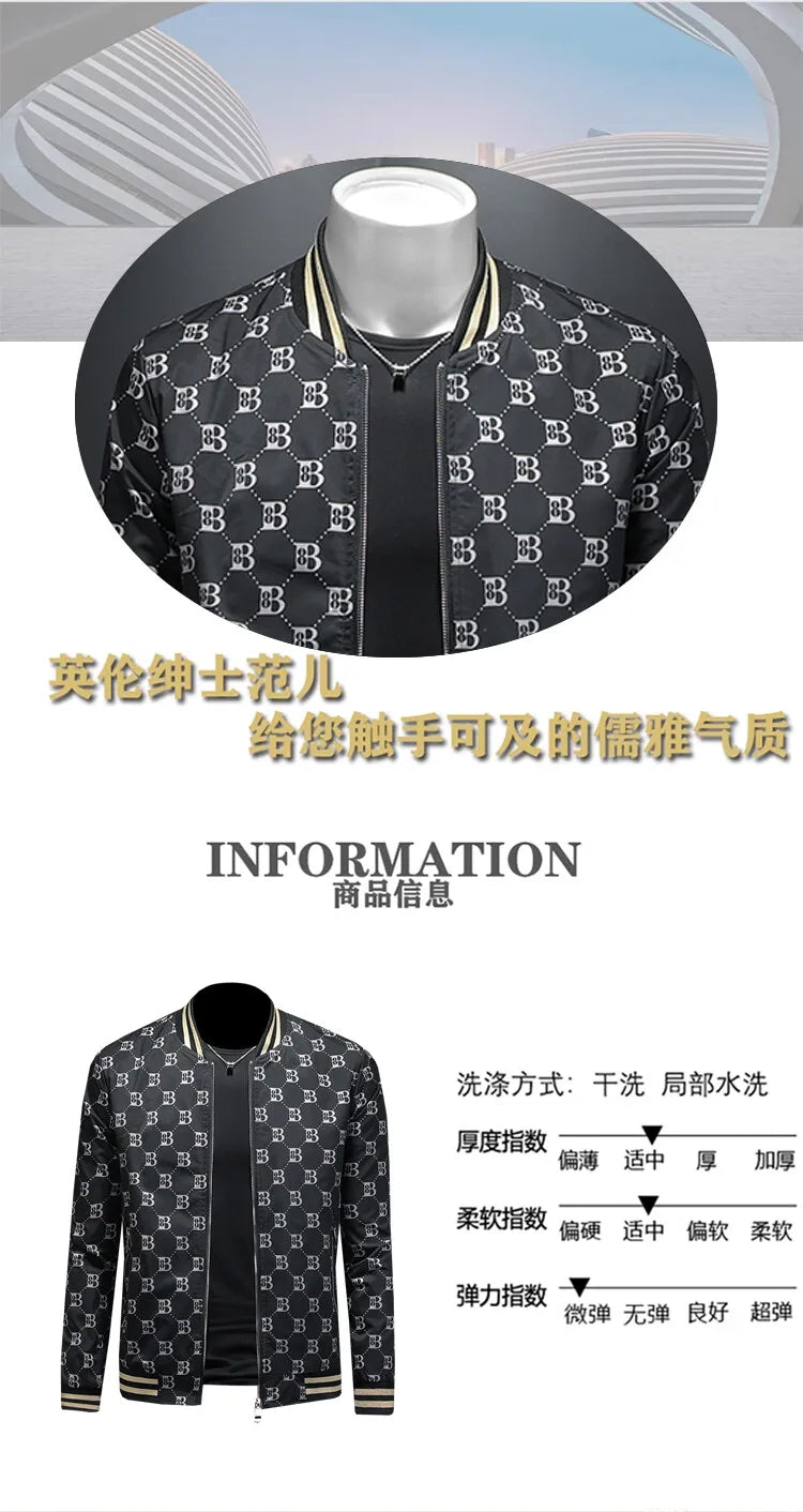 Luxury Letter Printed Baseball Jacket Men Autumn Winter Bomber Jacket Men Casual Business Windbreaker Coat Men Clothing 2025