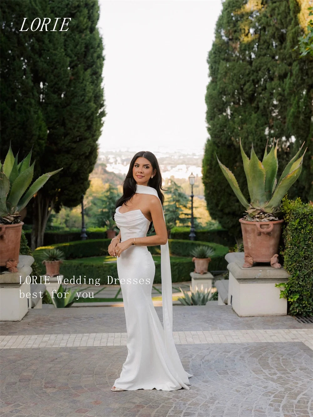 LORIE Luxury Illusion Mermaid Wedding Dress Pleat Sleeveless Bridal Dresses Elegant Boat Neck Wedding Gown Customized 2026