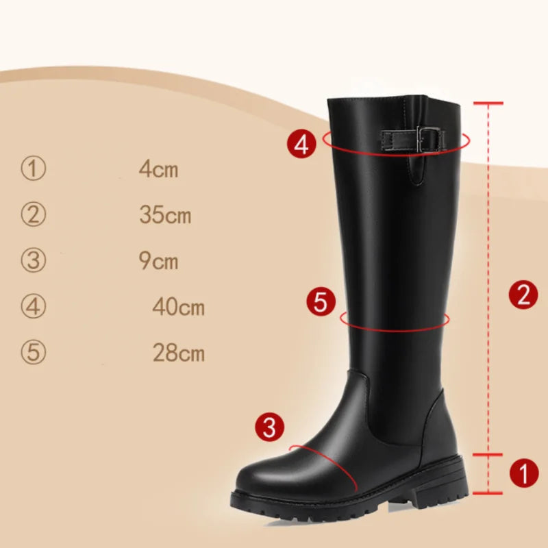 WOIZGIC Women's Ladies Mother Genuine Leather Mid Calf Snow Boots Warm Plush Fur Wool Zipper Winter Plus Size 42 43