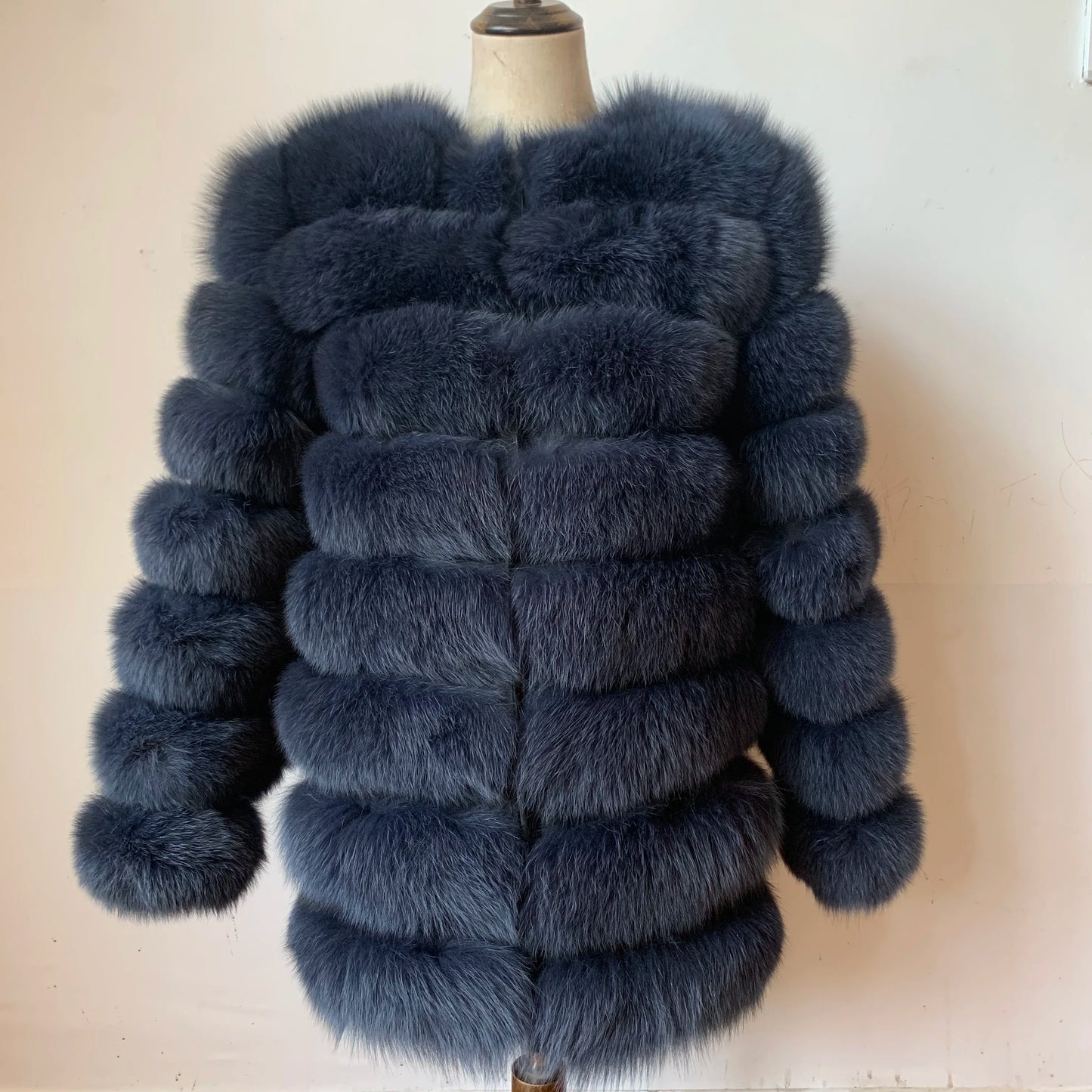 NEW Style Length Sleeves 4in1 Real Fur Coats Women Natural Real Fur Jackets Vest Winter Outerwear Women Fox Fur Coat Quality Fur