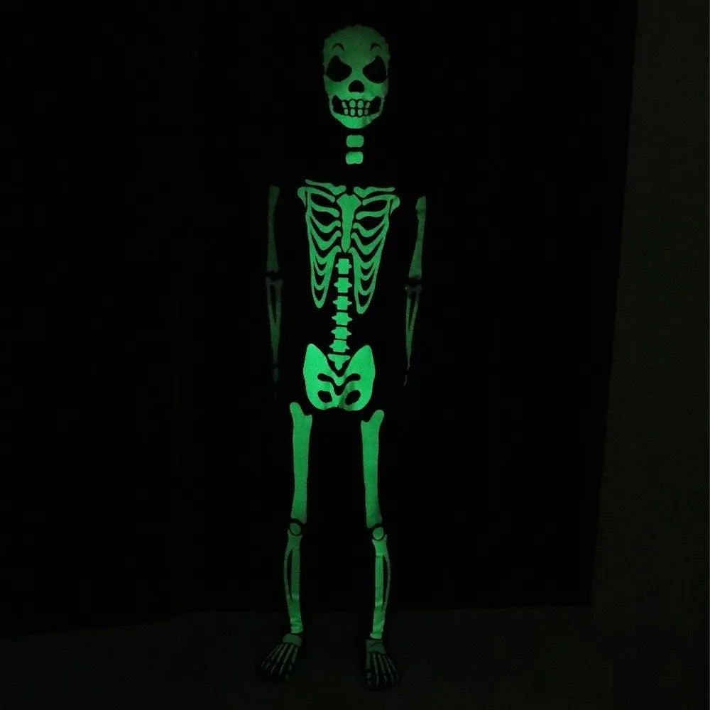 Glow-in-dark Skeleton Skull Costume Luminous Printed Skeleton Ghost Jumpsuit Full Body One-piece Suit Halloween Cosplay Outfits
