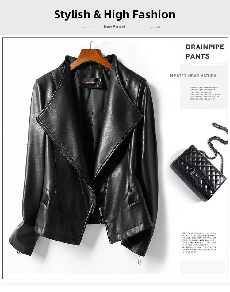 Ning Genuine Leather Jacket Women's Short Sheepskin 2026 Spring Autumn New Style Motorcycle Biker Jacket Slim Fit Korea...