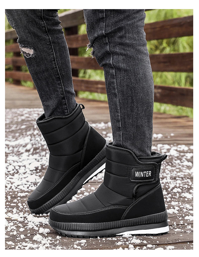New Men's Winter Boots Warm Plush Snow Boots High Quality Waterproof High-Top Men's Ankle Boots Outdoor Men Hiking Boots Sneaker