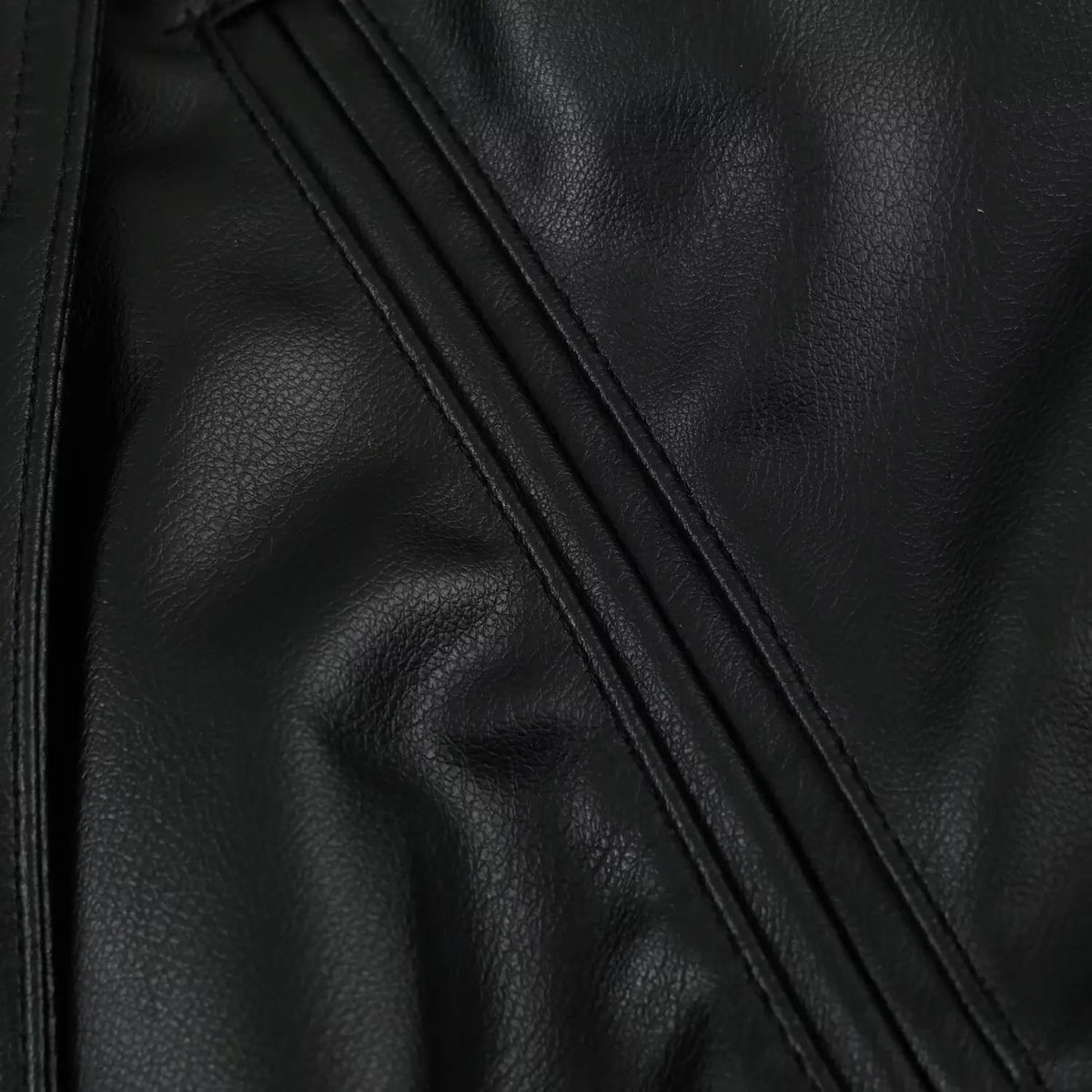 Women's PU Leather Jacket 2026 Retro Black Lapel Asymmetrical Zipper Belted Waist Zipper Pockets Cropped Biker Coat