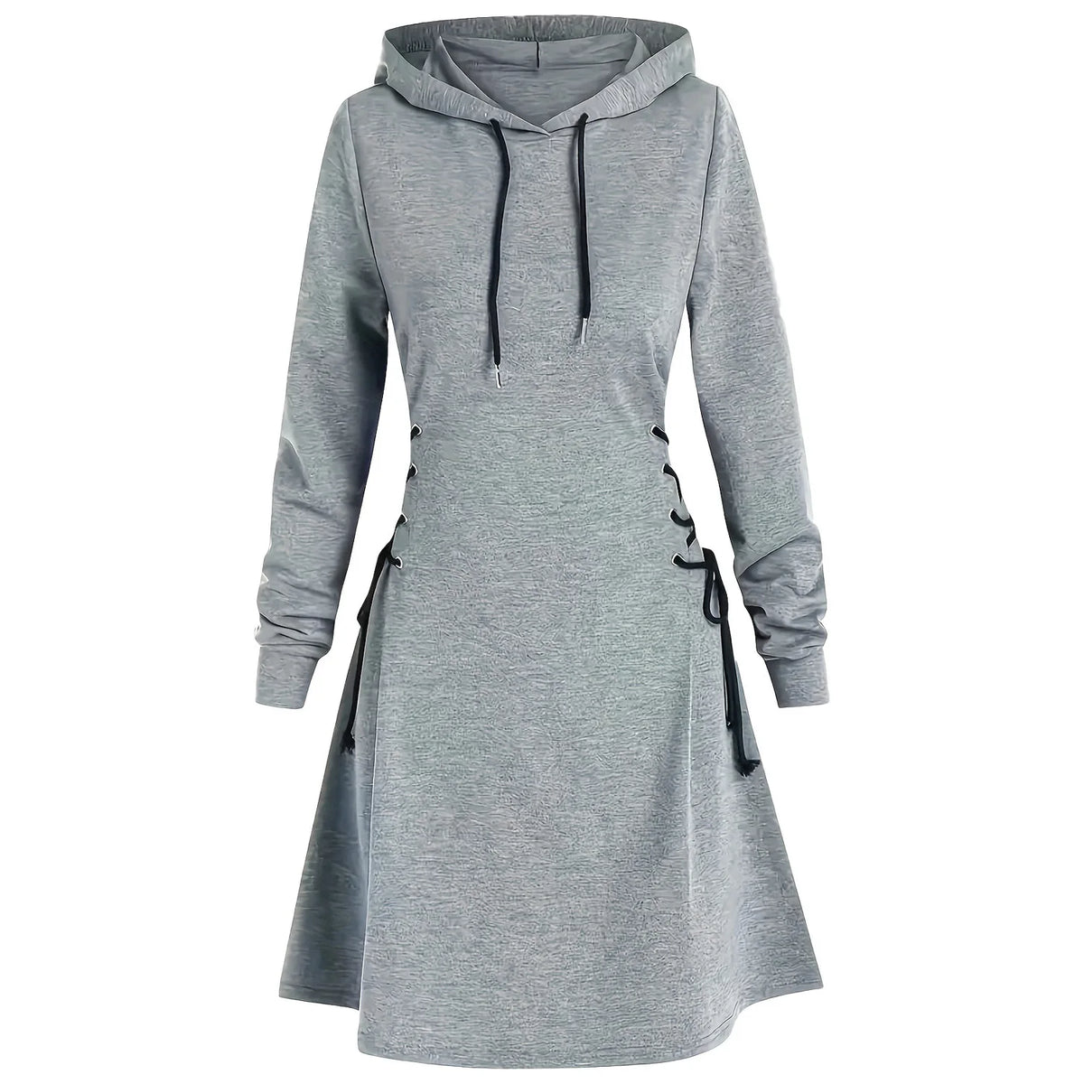 woman Women's Clothing Hoodies Sweatshirts Women's slim fit waist cinching strap drawstring long hooded sweatshirt Sweatshirts