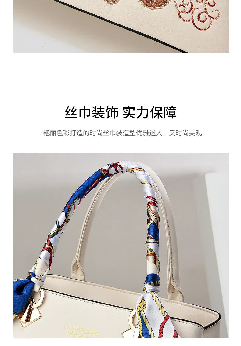 2024 New Women's Embroidered Handbag Versatile Fashion Trend Women's Crossbody Bag Exquisite Large Capacity Female Shoulder Bag