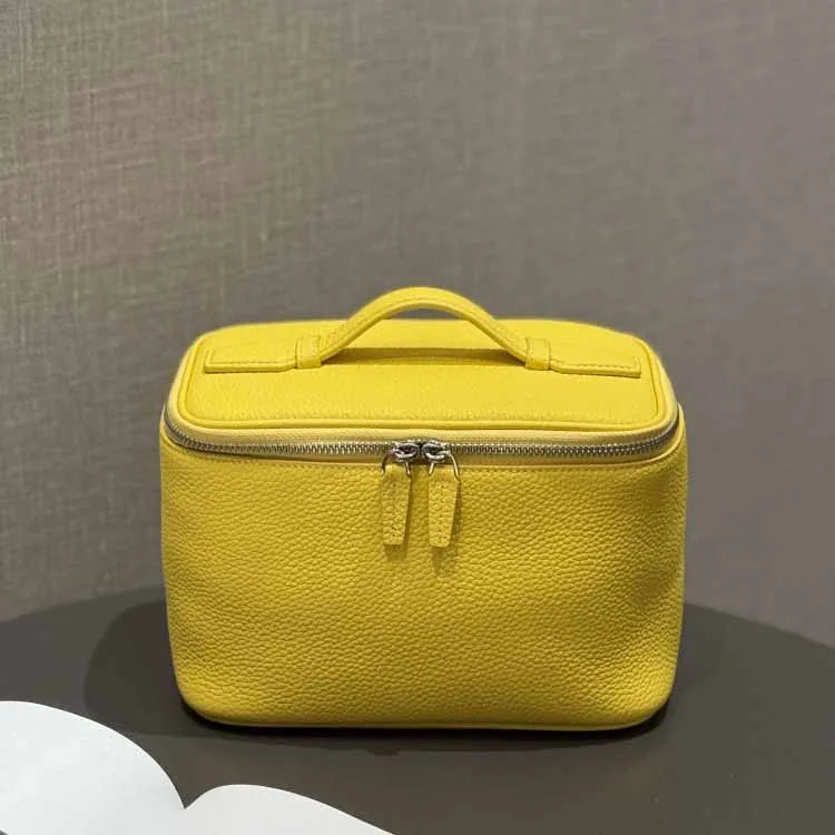 Firstgrain Cowhide Himalayan Crocodile Pattern Vanity Case Genuine Leather Square Portable Large-Capacity Hand-Held Cosmetic Bag