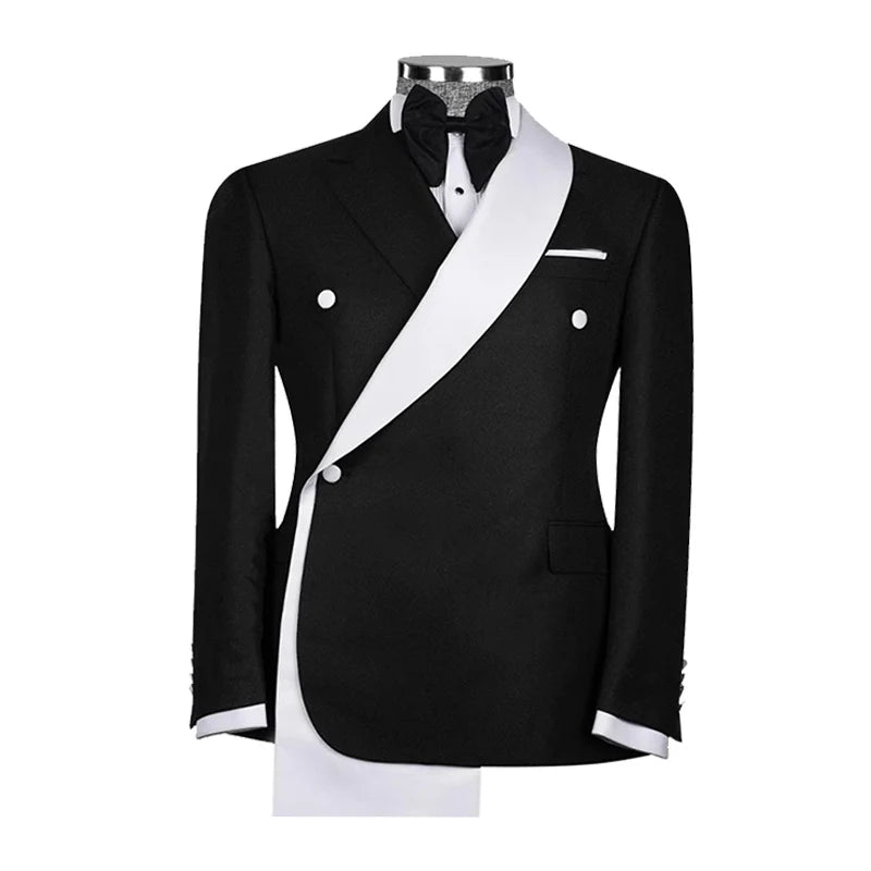 Suit Blazer Jacket Men's Black White Patchwork Suit Jacket Asymmetrical Design Blazer Stage Host Wedding Banquets Party Blazer