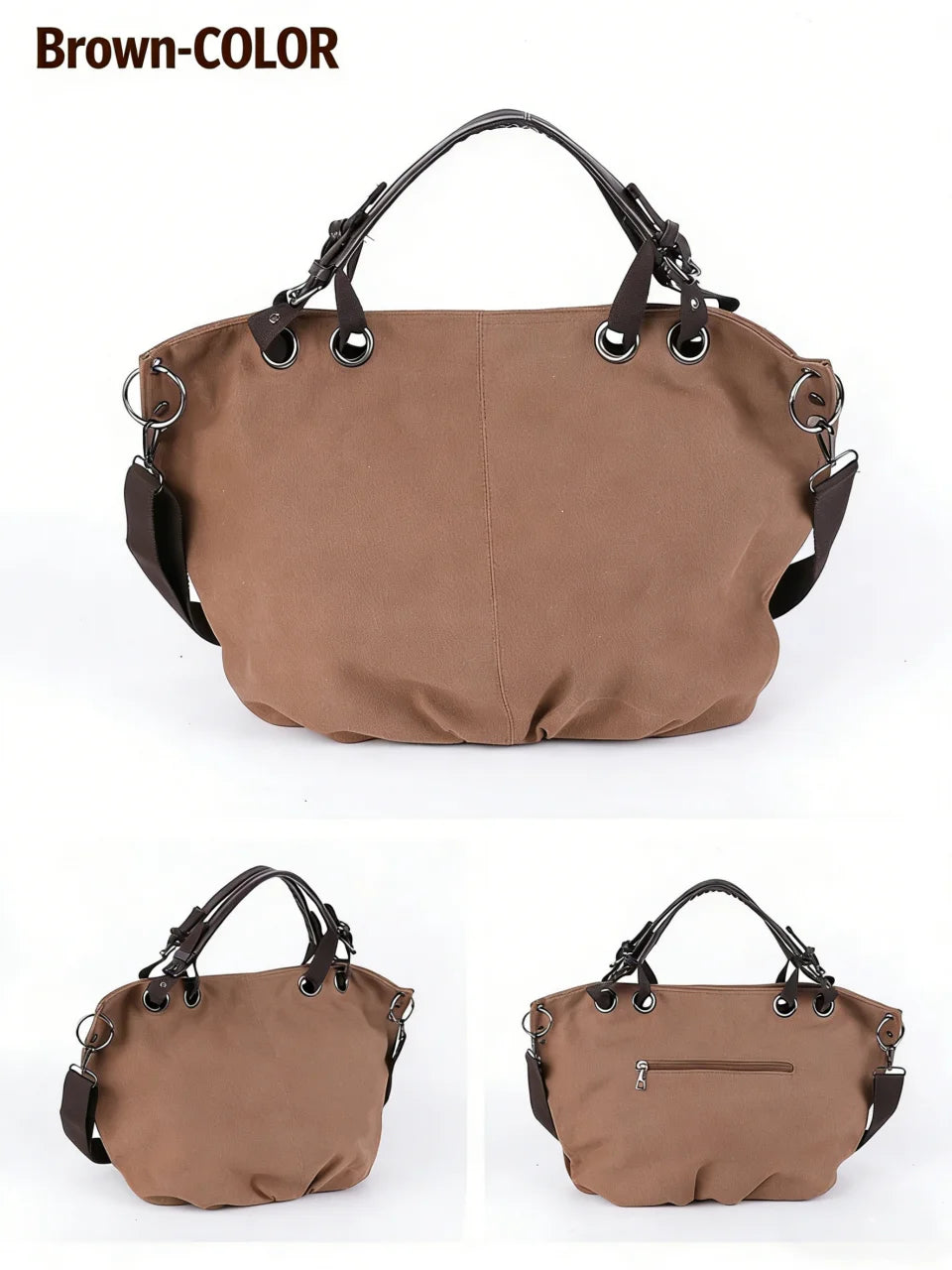 Women's Large Capacity Canvas Messenger Bag Fashion Casual Solid Crossbody Shoulder Tote Handbag Designer Female