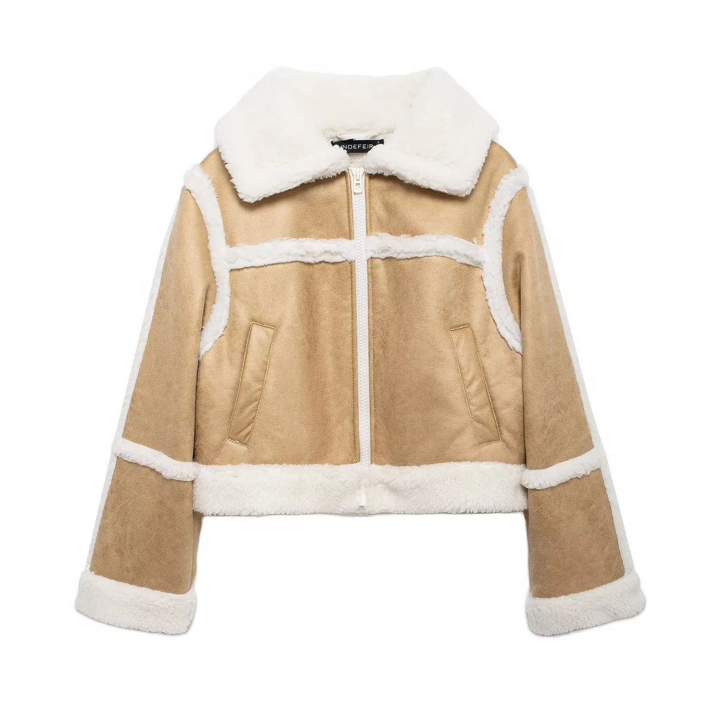 KONDALA Fashion 2024 Fleece Women Turn-down Collar Streetwear Jacket High Street Cool Zipper Winter Outwear Casual Vintage Coatr