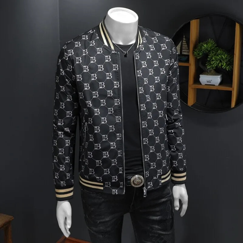 Luxury Letter Printed Baseball Jacket Men Autumn Winter Bomber Jacket Men Casual Business Windbreaker Coat Men Clothing 2025