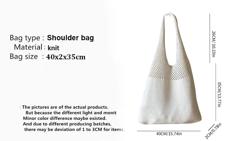 Large Capacity Shoulder Bags Fashion Women Hollow Woven Crochet Bag Knitting Handbags Eco Female Shopping Tote