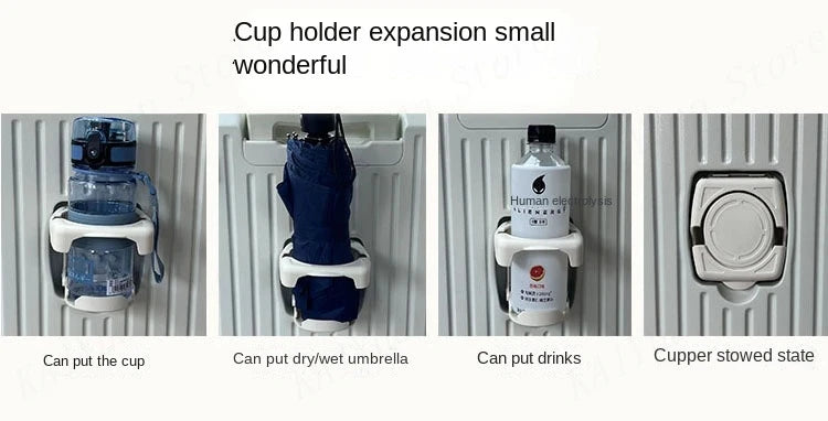 New Suitcase Aluminum Frame Rolling Luggage with Cup Holder Cabin Carrier PC Material Suitcase on Wheels Large Capacity