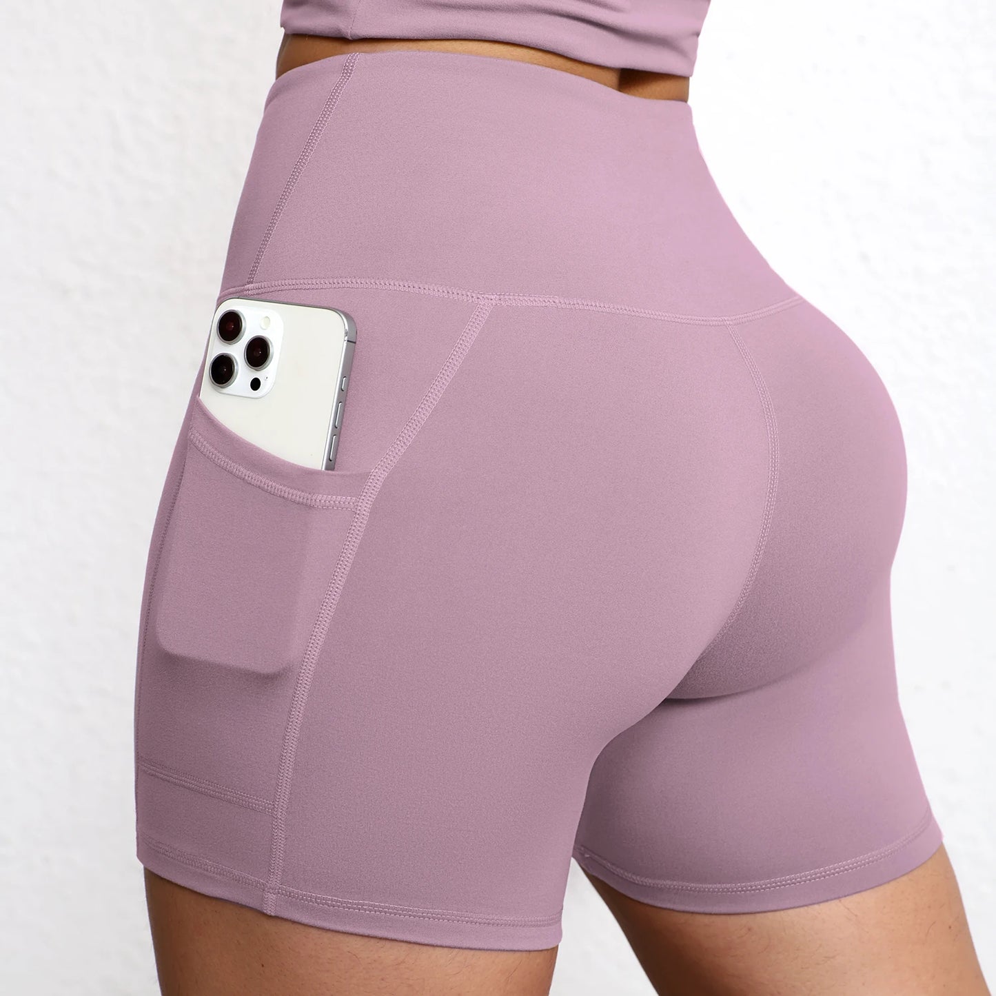Summer Soft Yoga Shorts With Pocket Buttock Lift Gym Leggings Women High Waist Sports Shorts Women Running Workout Shorts