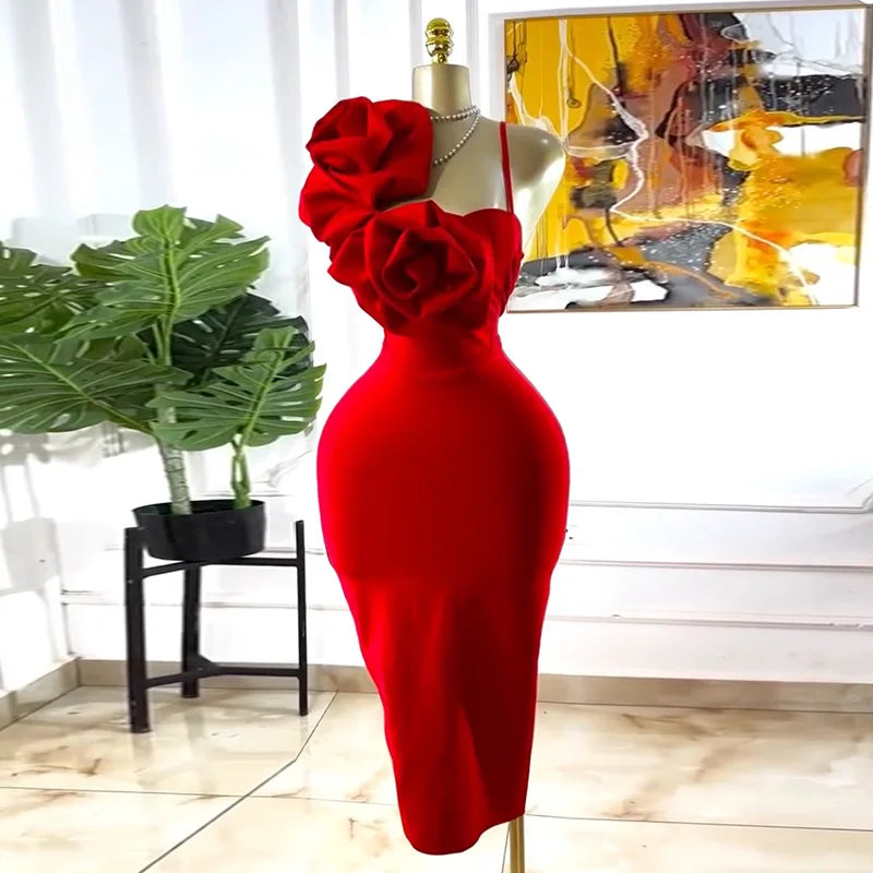 CM.YAYA Women Floral Applique Sleeveless Strap Midi Dress 2026 Summer Elegant Holiday Birthday Sexy Club Party Evening Dresses