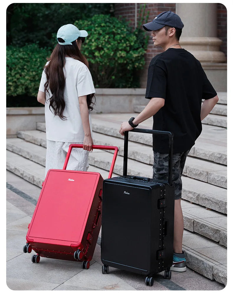 Wide Tie Rod Luggage Aluminum Frame with Durable PC Trolley Case 30 inch Multifunctional Suitcase with Large Capacity
