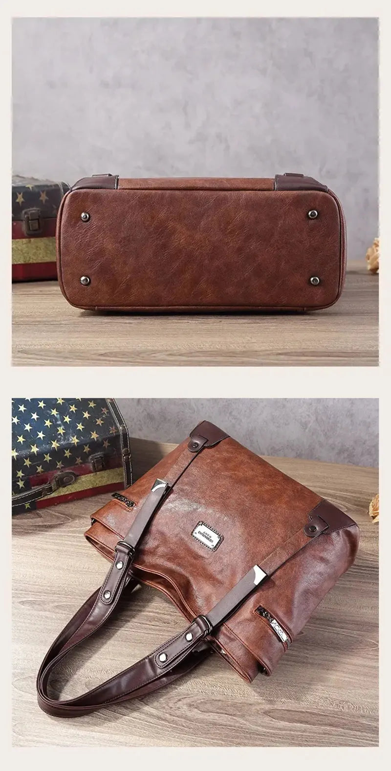 Vintage Women's Tote Bag 2025 New PU Leather Shoulder Bag Large Capacity Handbags Retro Style Crossbody Bags for Women