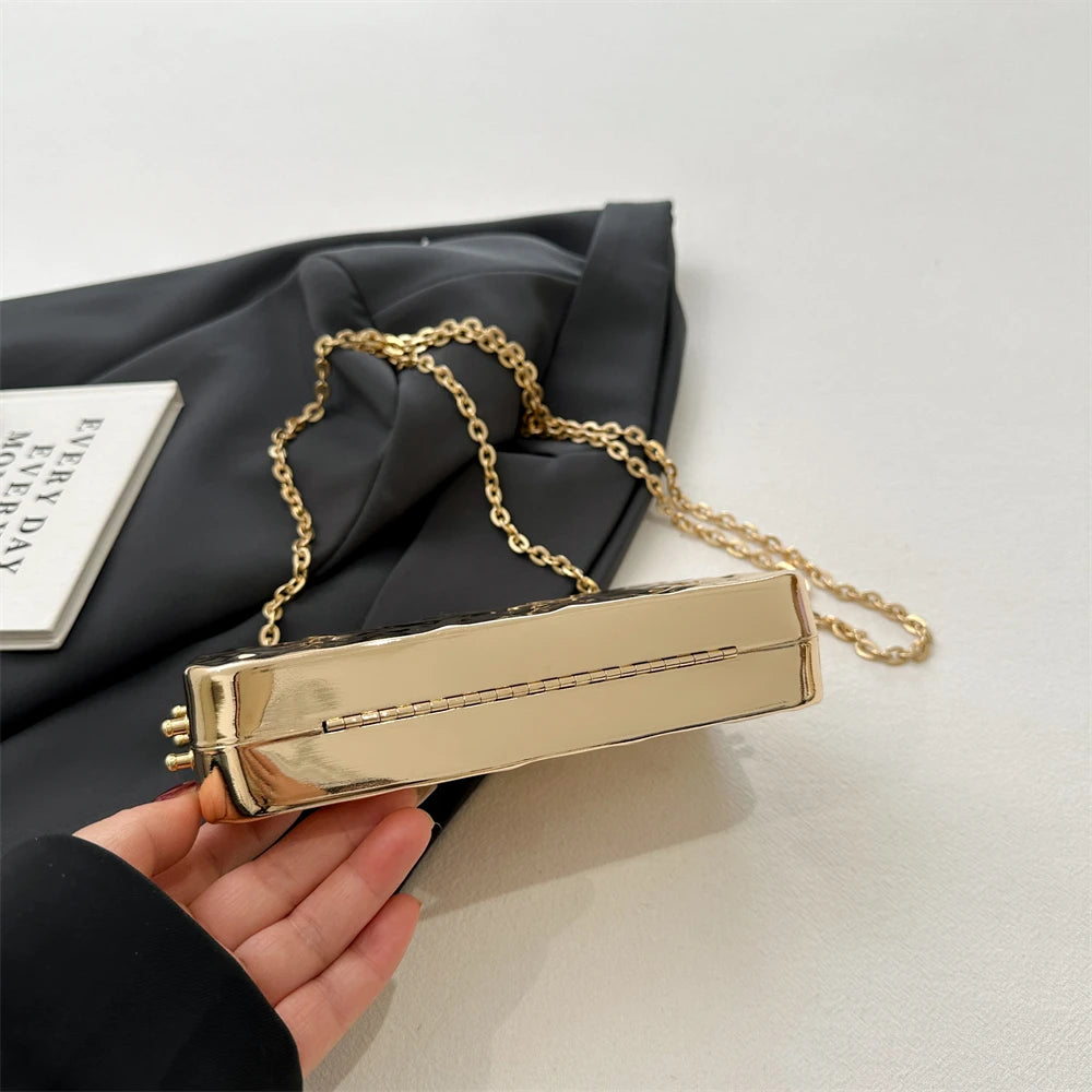 MOODS Luxury Golden Evening Bags For Women Wedding Dinner Party Chain Shoulder Cross Body Bag 2024 Designer Purses And Handbags