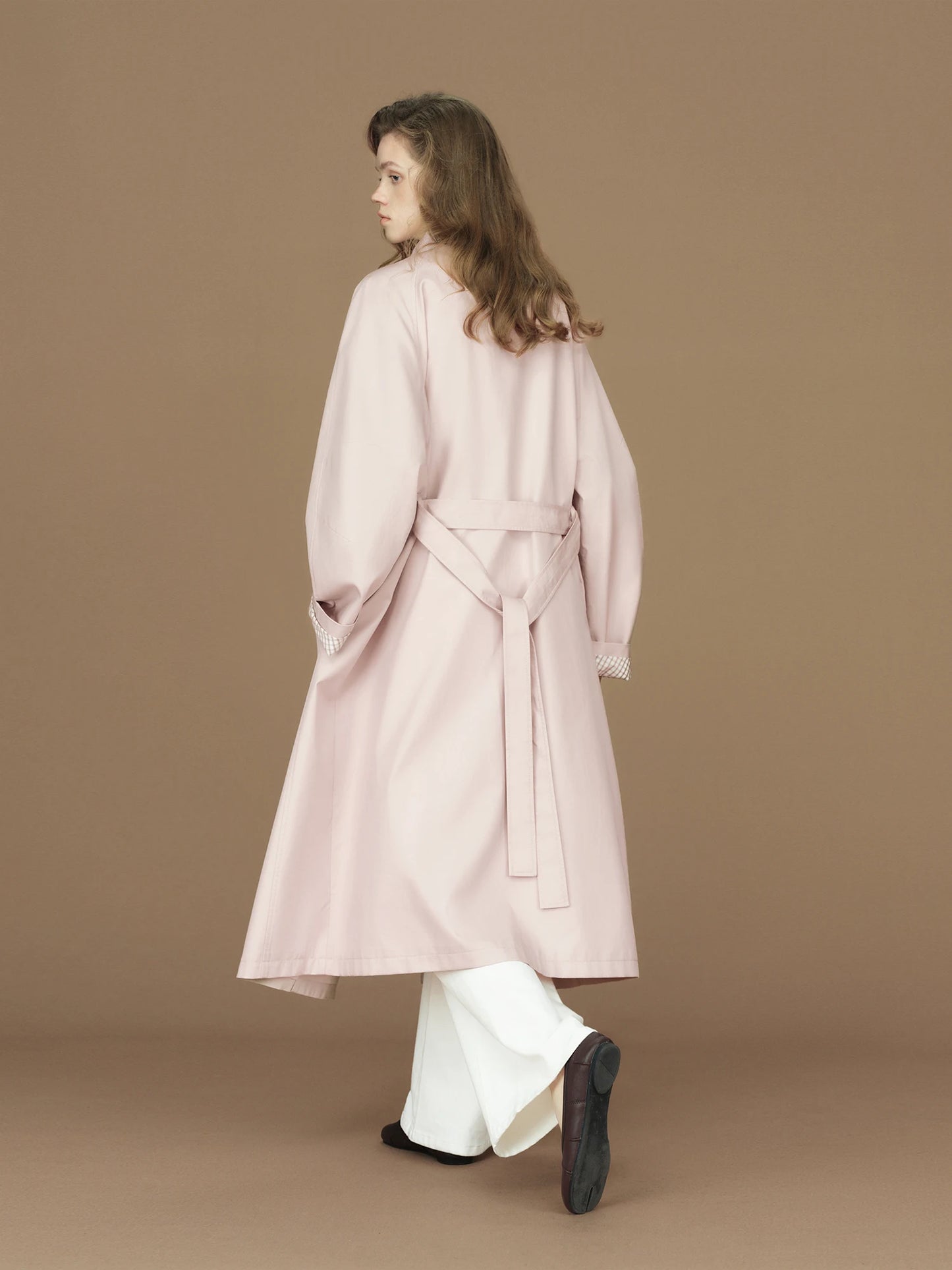 FSLE 2026 Womens British Trench Coat Contrast Cuff Stand Collar Heritage Workwear Style Pink Black Khaki Short Long Trench Coat