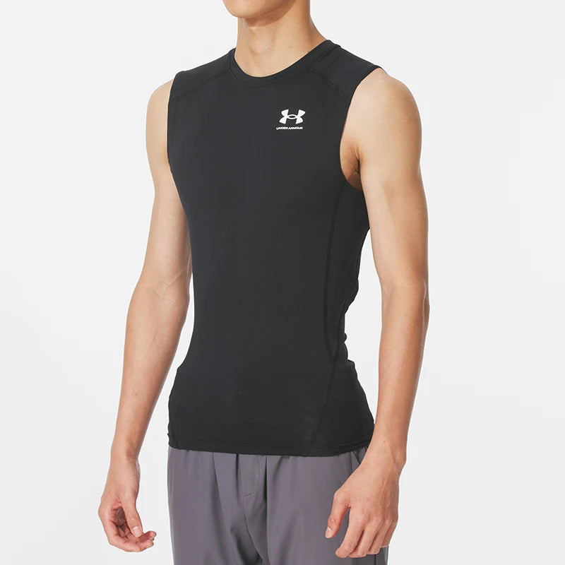 Underarmour Men's Sports Vest Running Fitness Simple Compression Shirt Basketball Training Sleeveless T-Shirt 1361522-001