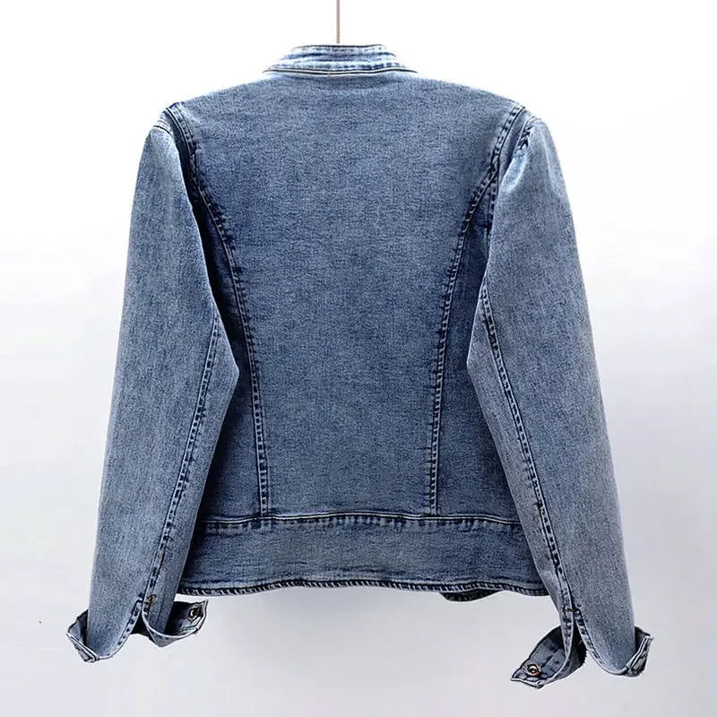 Women 2026 Spring Embroidered  Denim Jacket New Short Jackets Cardigan  Cowboy Coat Basic Jacket  Female Plus Size 3XL