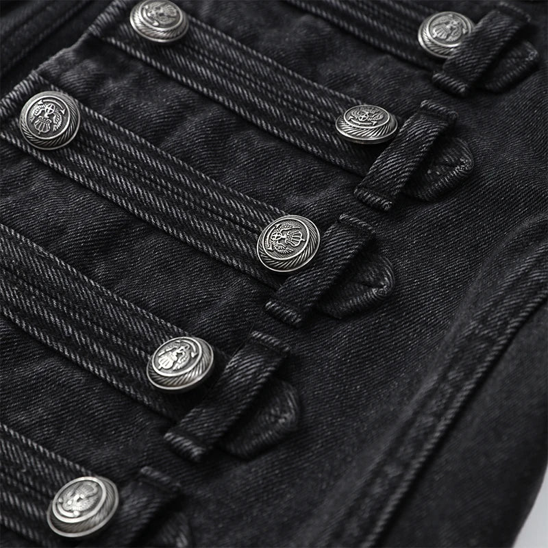 Vintage Denim Military Jacket Women Retro Solid Round Neck Single Breasted Slim Short Jackets 2026 Lady Daily Street Outerwears