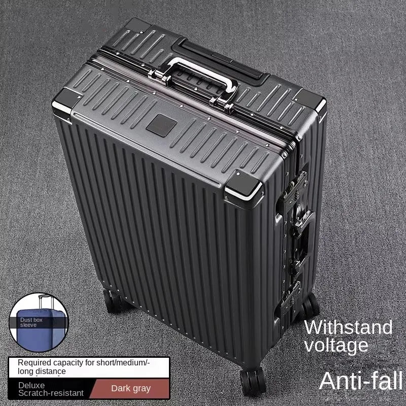 Aluminium Frame Suitcase Large-capacity Trolley Case Strong and Durable Password Cabin Bag Thickened PC suitcase 20/22/24/26/28